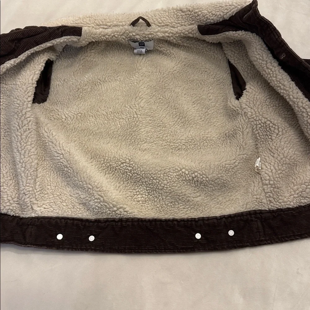 ADORABLE! GAP Kids Brown Corduroy Jacket with Sherpa Collar, sz S